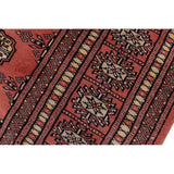 Southwestern Bokhara Desirae Pink Green Hand Knotted Rug - 4'0'' x 5'11''
