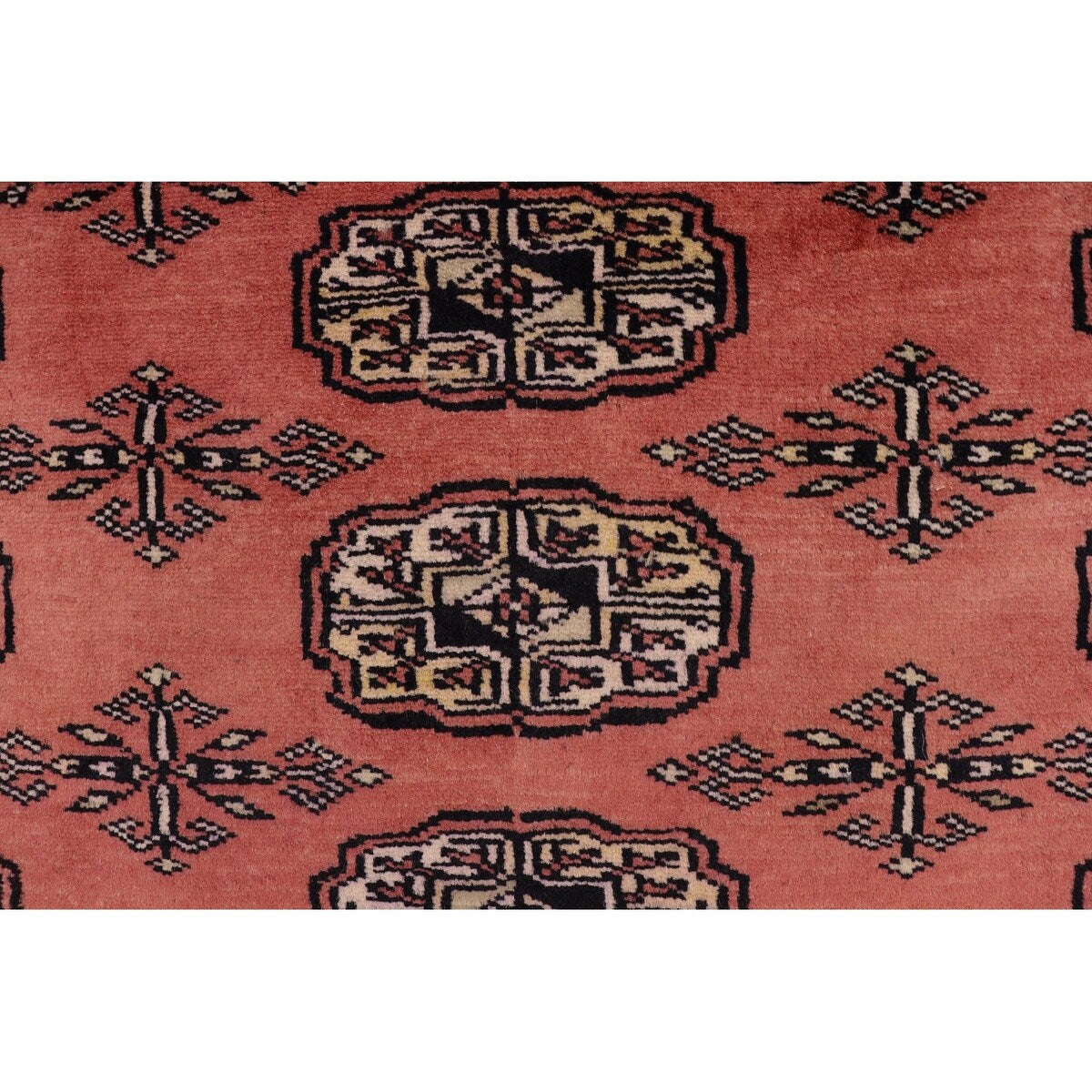 Southwestern Bokhara Desirae Pink Green Hand Knotted Rug - 4'0'' x 5'11''