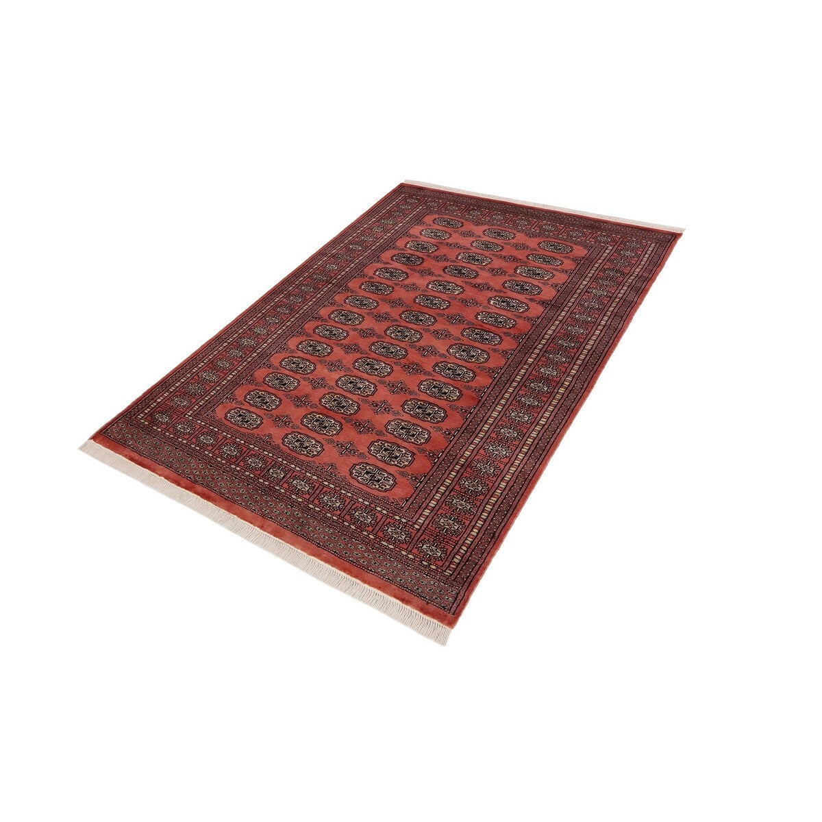 Southwestern Bokhara Desirae Pink Green Hand Knotted Rug - 4'0'' x 5'11''