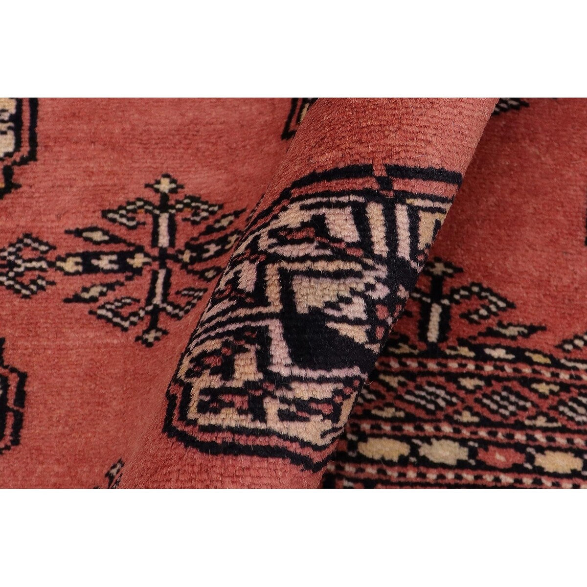 Southwestern Bokhara Desirae Pink Green Hand Knotted Rug - 4'0'' x 5'11''