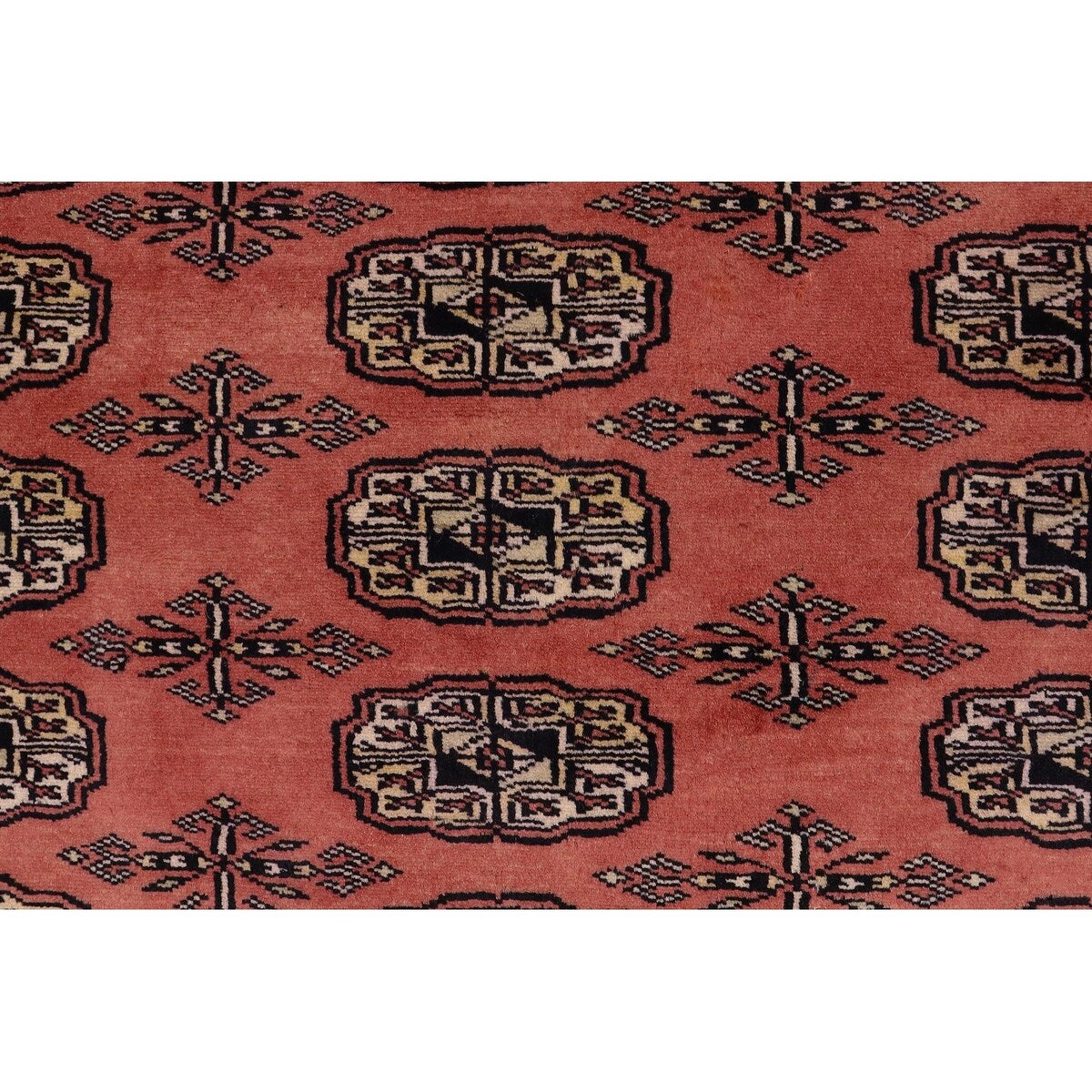 Southwestern Bokhara Desirae Pink Green Hand Knotted Rug - 4'0'' x 5'11''