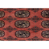 Southwestern Bokhara Desirae Pink Green Hand Knotted Rug - 4'0'' x 5'11''