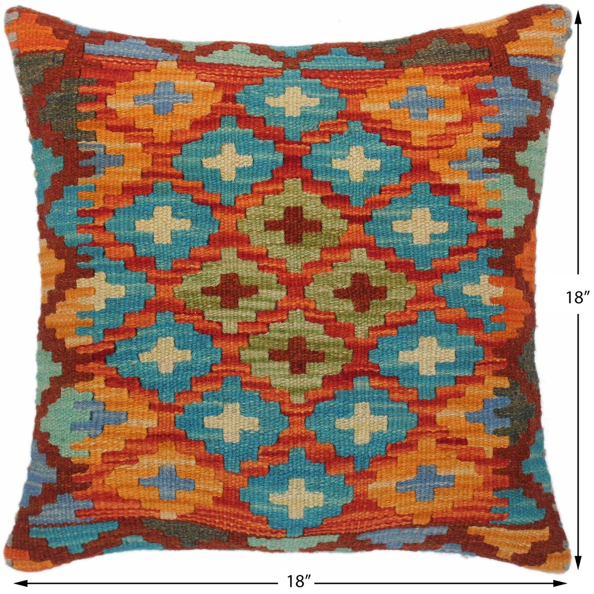 Southwestern Forrest Hand-Woven Turkish Kilim Pillow 18 in. x 18 in.
