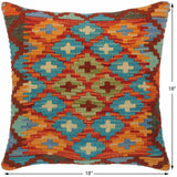 Southwestern Forrest Hand-Woven Turkish Kilim Pillow 18 in. x 18 in.