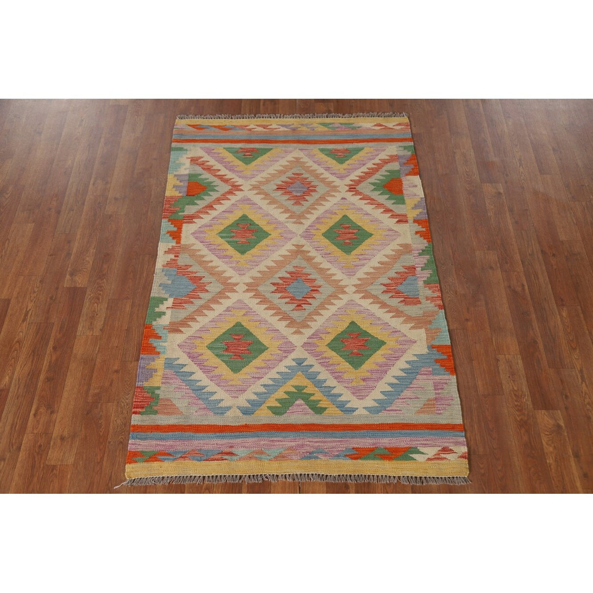 Southwestern Kilim Rug Flatweave Reversible Foyer Wool Carpet - 3'4"x 5'3"