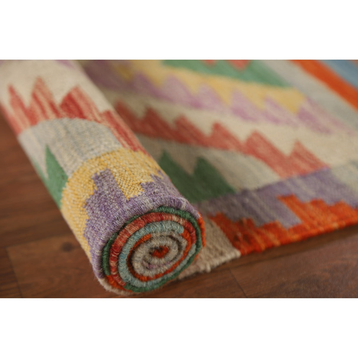 Southwestern Kilim Rug Flatweave Reversible Foyer Wool Carpet - 3'4"x 5'3"