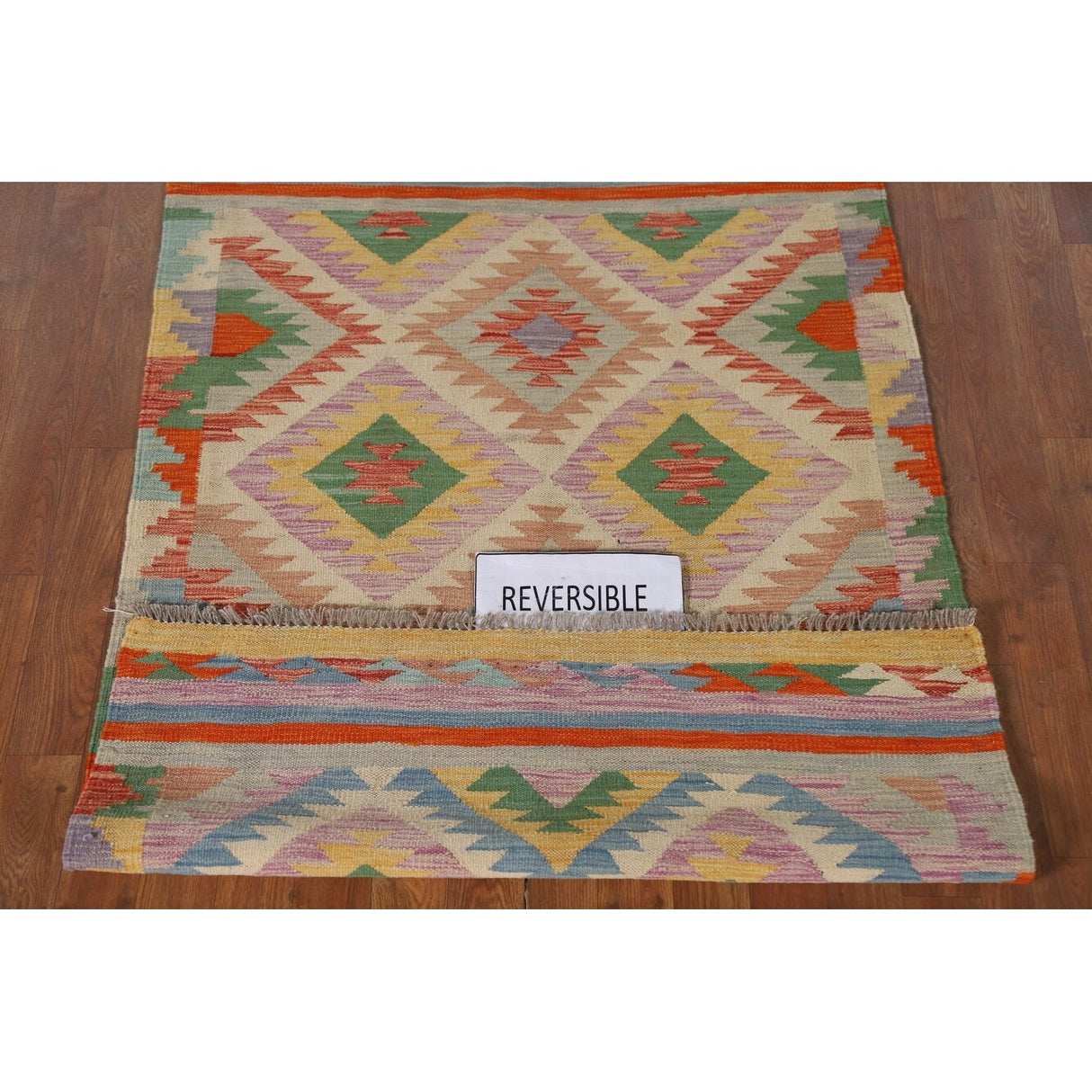 Southwestern Kilim Rug Flatweave Reversible Foyer Wool Carpet - 3'4"x 5'3"