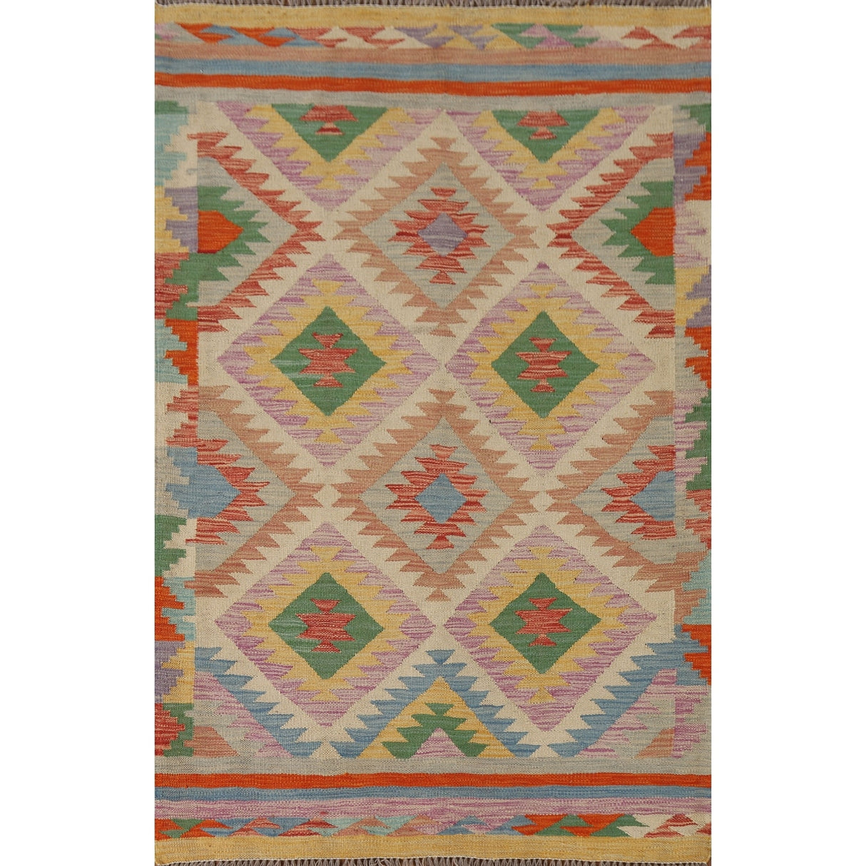 Southwestern Kilim Rug Flatweave Reversible Foyer Wool Carpet - 3'4"x 5'3"