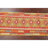Southwestern Kilim Turkish Oriental Geometric Hand Woven Runner Rug - 6'5" X 2'3" Runner