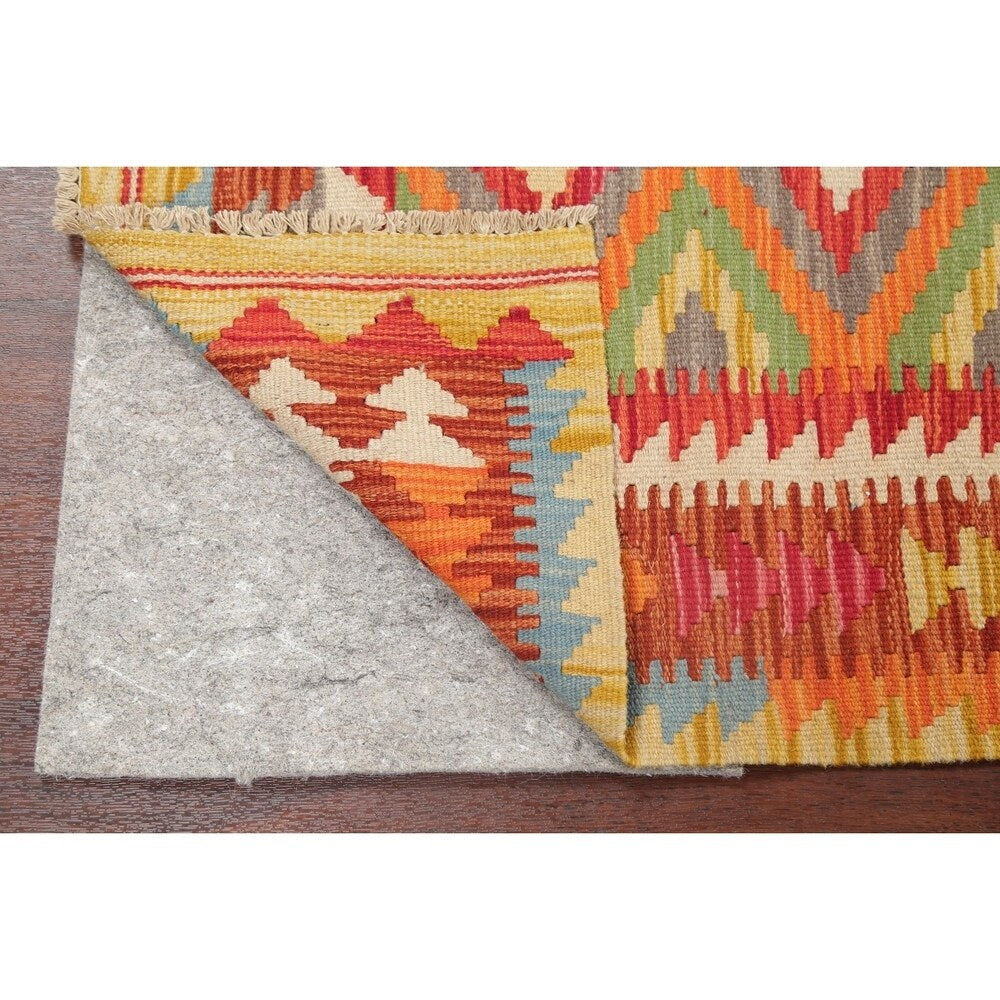 Southwestern Kilim Turkish Oriental Geometric Hand Woven Runner Rug - 6'5" X 2'3" Runner