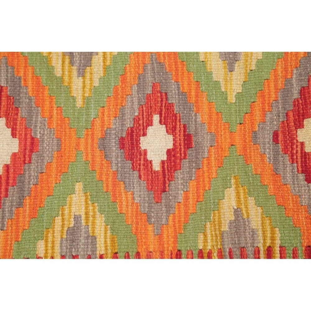 Southwestern Kilim Turkish Oriental Geometric Hand Woven Runner Rug - 6'5" X 2'3" Runner