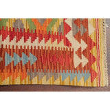 Southwestern Kilim Turkish Oriental Geometric Hand Woven Runner Rug - 6'5" X 2'3" Runner