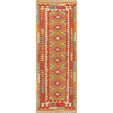 Southwestern Kilim Turkish Oriental Geometric Hand Woven Runner Rug - 6'5" X 2'3" Runner