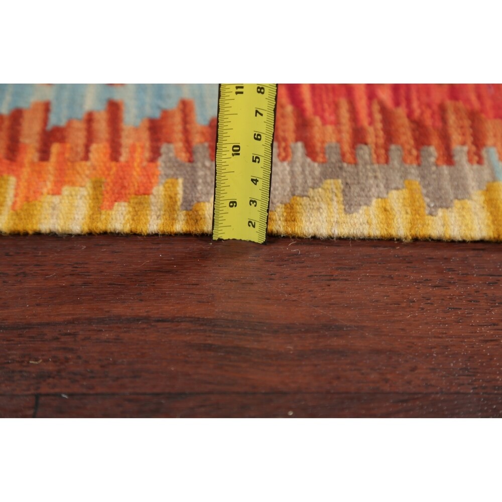 Southwestern Kilim Turkish Oriental Geometric Hand Woven Runner Rug - 6'5" X 2'3" Runner
