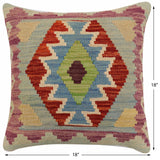 Southwestern Mccoy Turkish Hand-Woven Kilim Pillow - 18'' x 18''