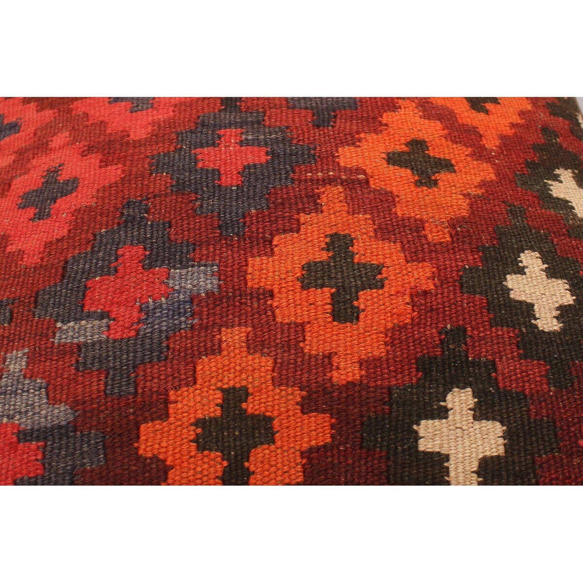 Southwestern Parkinso Burgundy/Blue Handmade Kilim Upholstered Ottoman