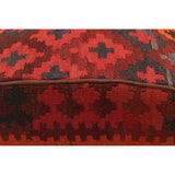 Southwestern Parkinso Burgundy/Blue Handmade Kilim Upholstered Ottoman