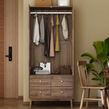 Space Saving Armoire Closet Wardrobe Rattan Finish Stylish Design