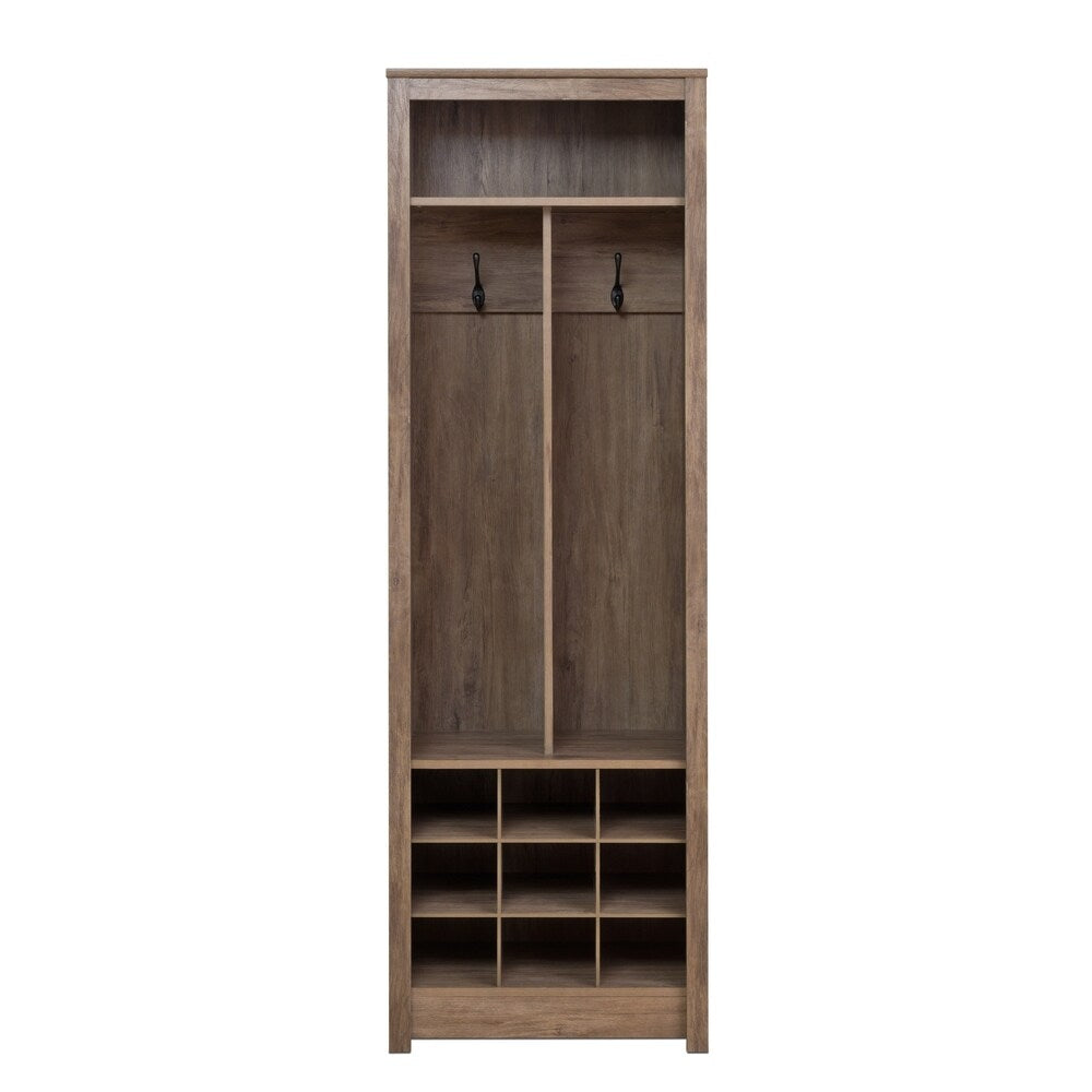Space-Saving Driftwood Grey Entryway Organizer with Shoe Storage