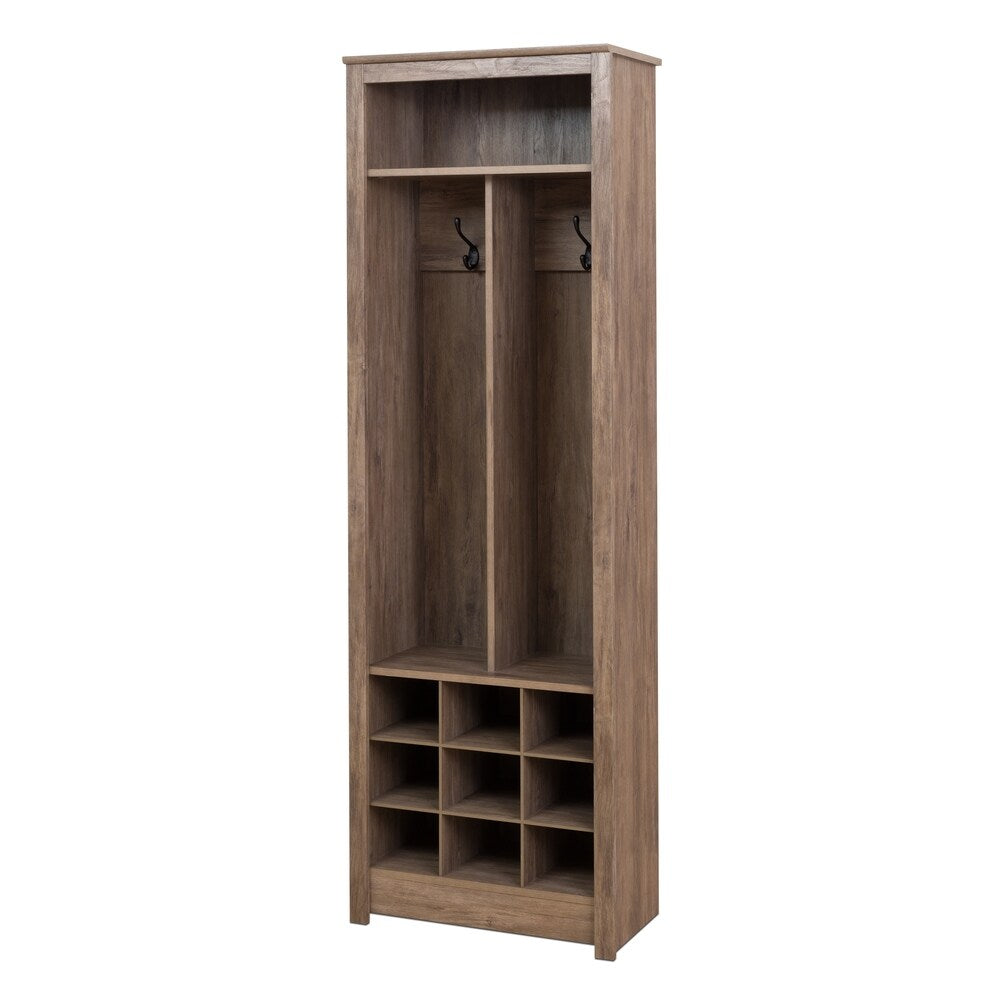 Space-Saving Driftwood Grey Entryway Organizer with Shoe Storage