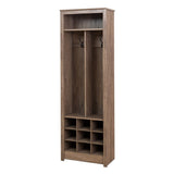 Space-Saving Driftwood Grey Entryway Organizer with Shoe Storage