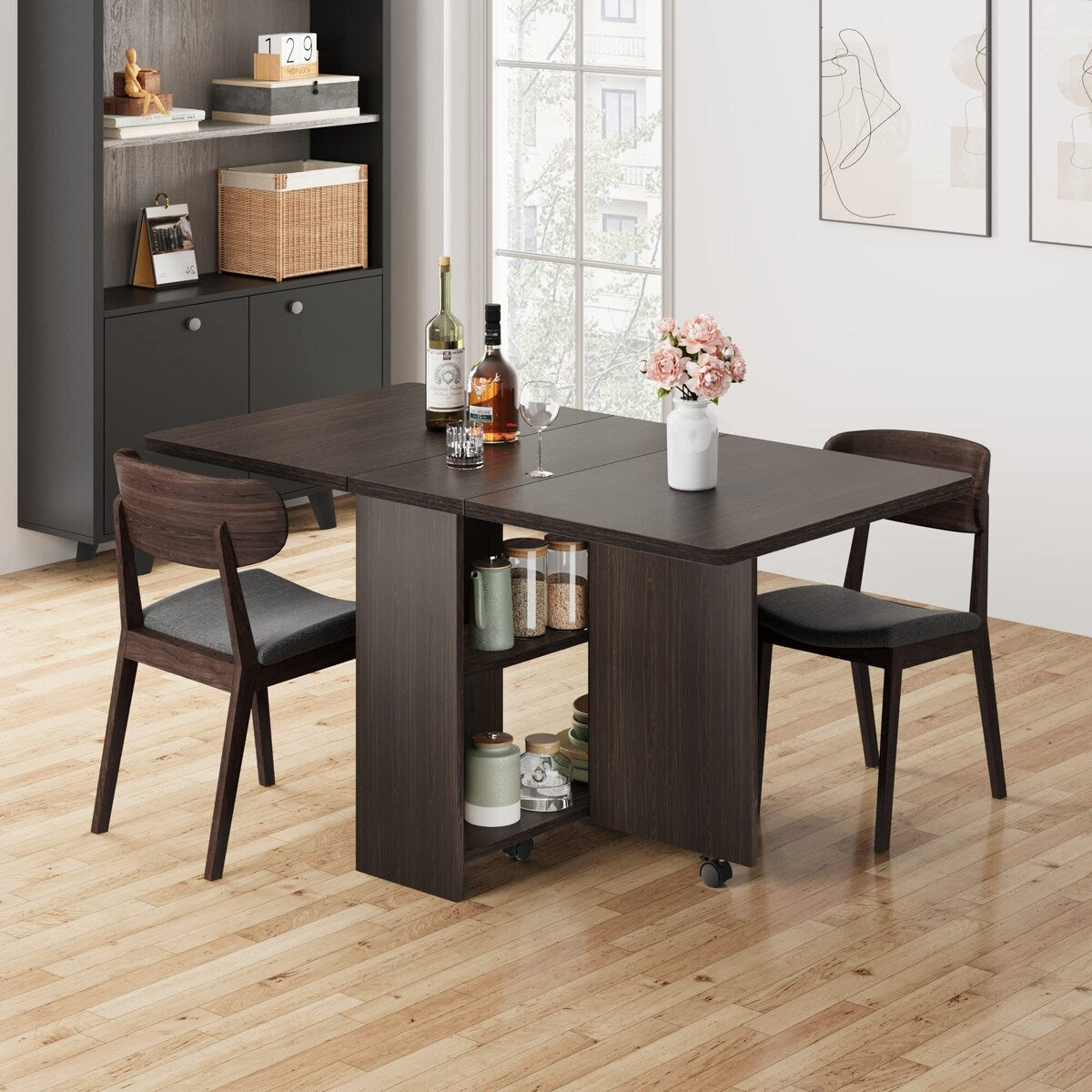 Drop leaf table with storage for chairs hotsell