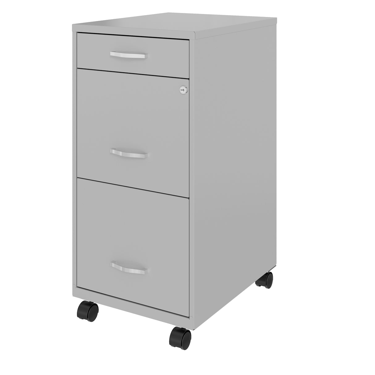 Space Solutions 18" Deep 3 Drawer Metal File Cabinet, Arctic Silver