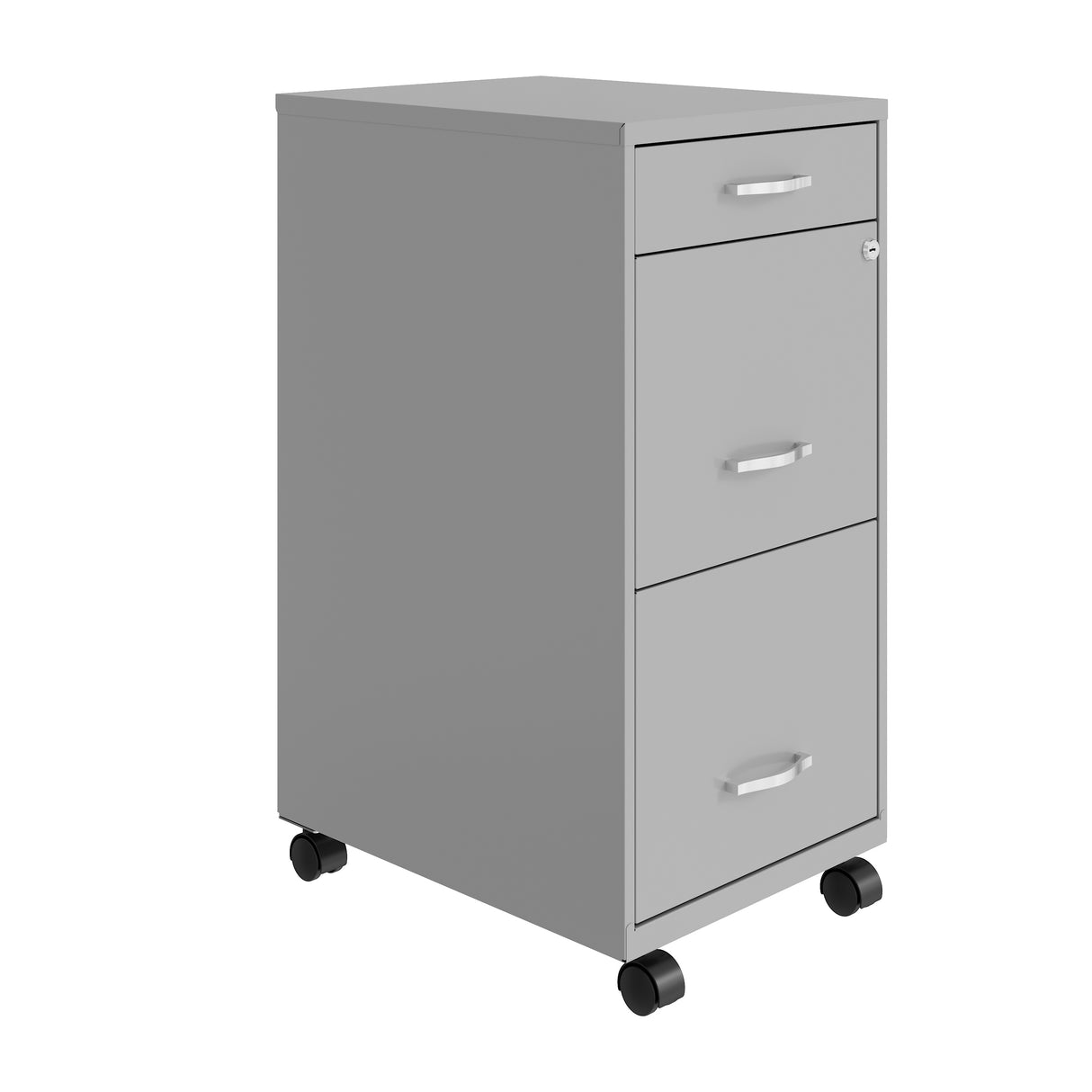 Space Solutions 18" Deep 3 Drawer Metal File Cabinet, Arctic Silver