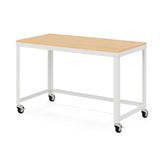 Space Solutions 48" W Mobile Metal Desk with Laminate Top, Black/Maple