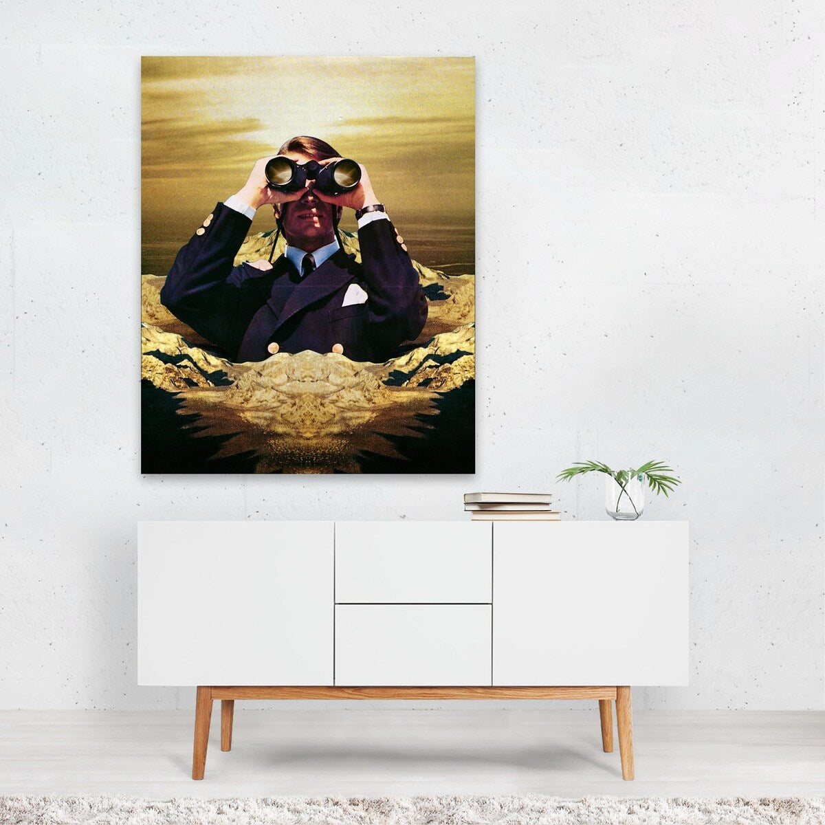 Space Watcher Collage Figurative Mountains Nature Art Print/Poster