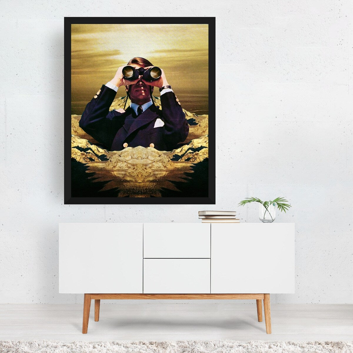 Space Watcher Collage Figurative Mountains Nature Art Print/Poster