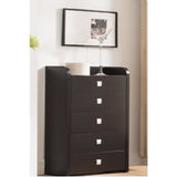 Spacious Brown Finish Chest With Five Drawers.