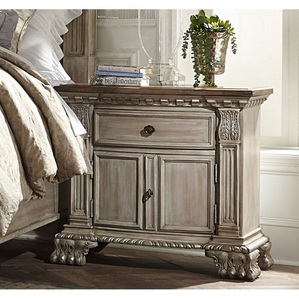 Spacious Wooden Nightstand With A Drawer and Cabinet Light Brown