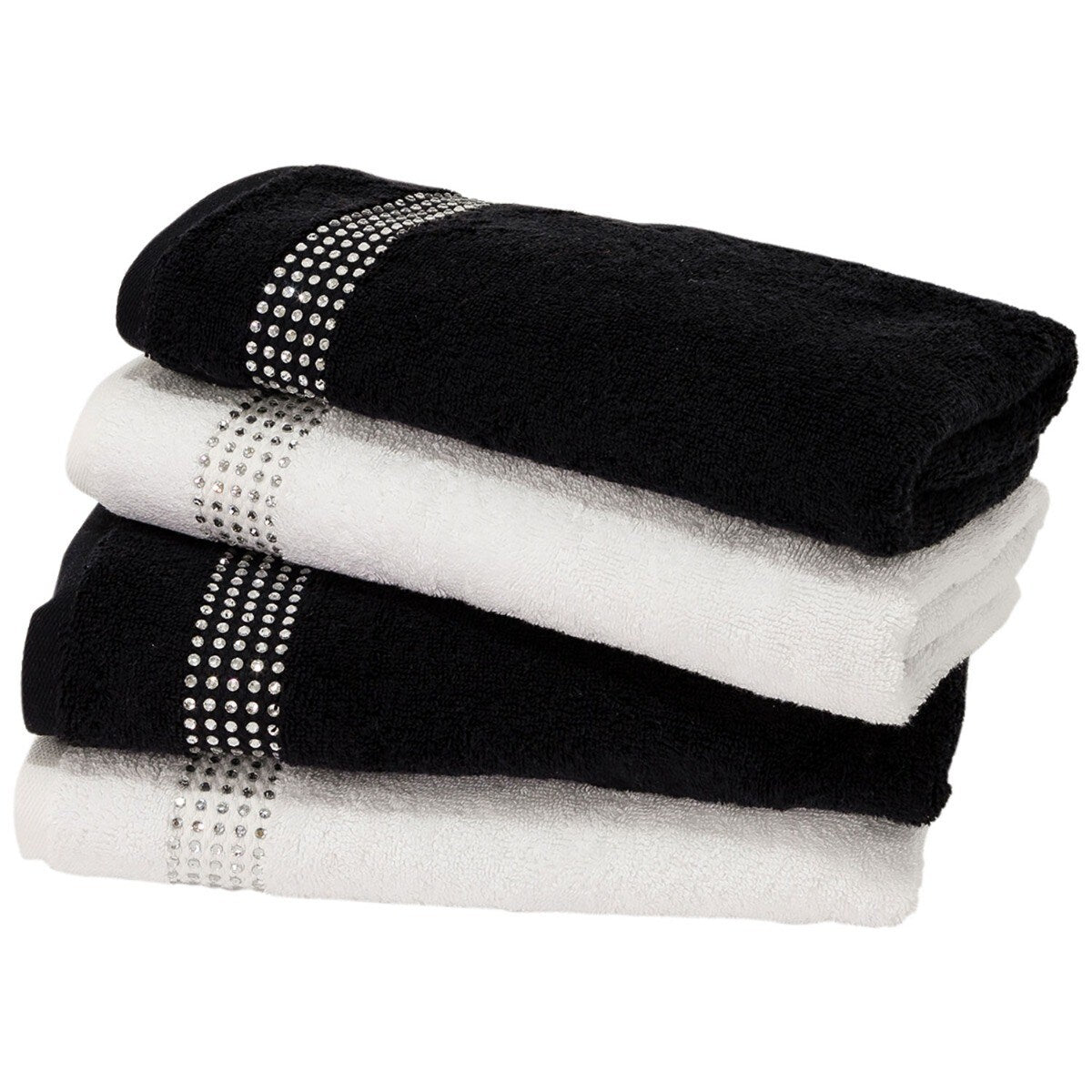 Sparkles Home Stripe Rhinestone Hand Towel (Set of 2)