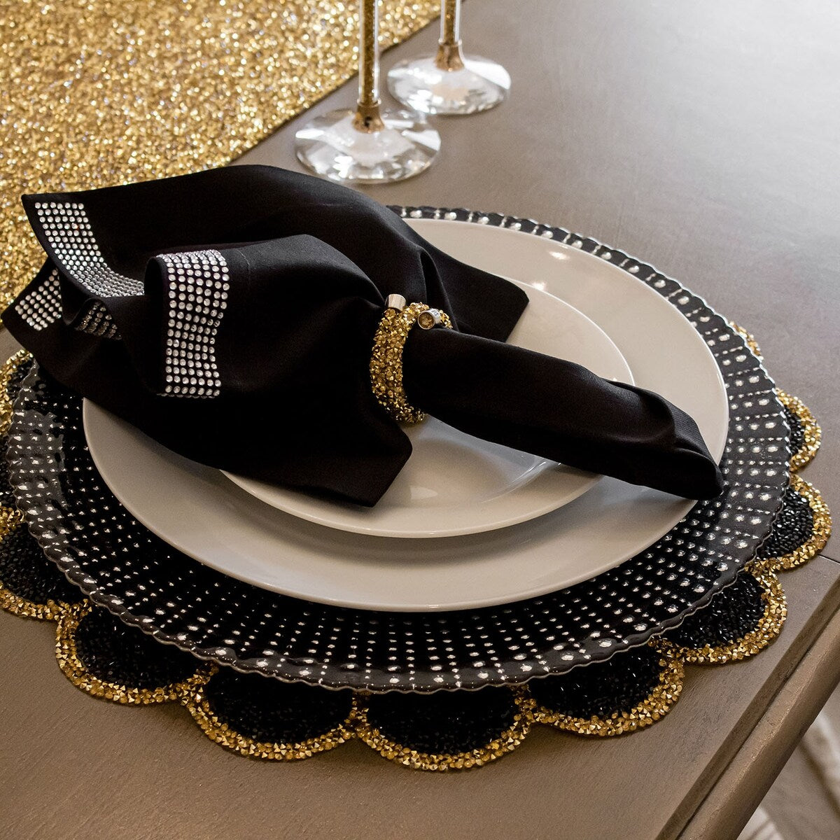 Sparkles Home Rhinestone Swirl Napkin Ring Set of 4 - Gold