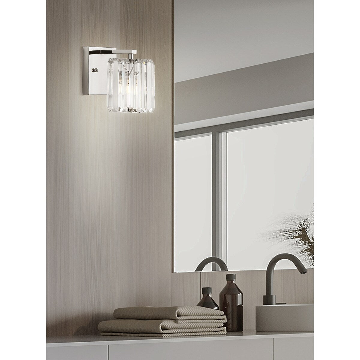 Spaulding Prism Vintage Metal/Glass Classic Glam LED Vanity Light, by JONATHAN Y