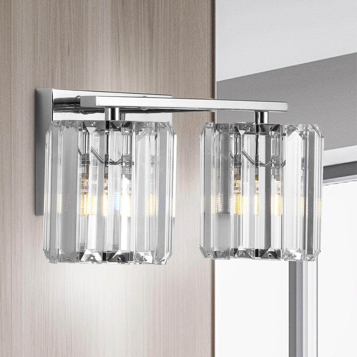 Spaulding Prism Vintage Metal/Glass Classic Glam LED Vanity Light, by JONATHAN Y