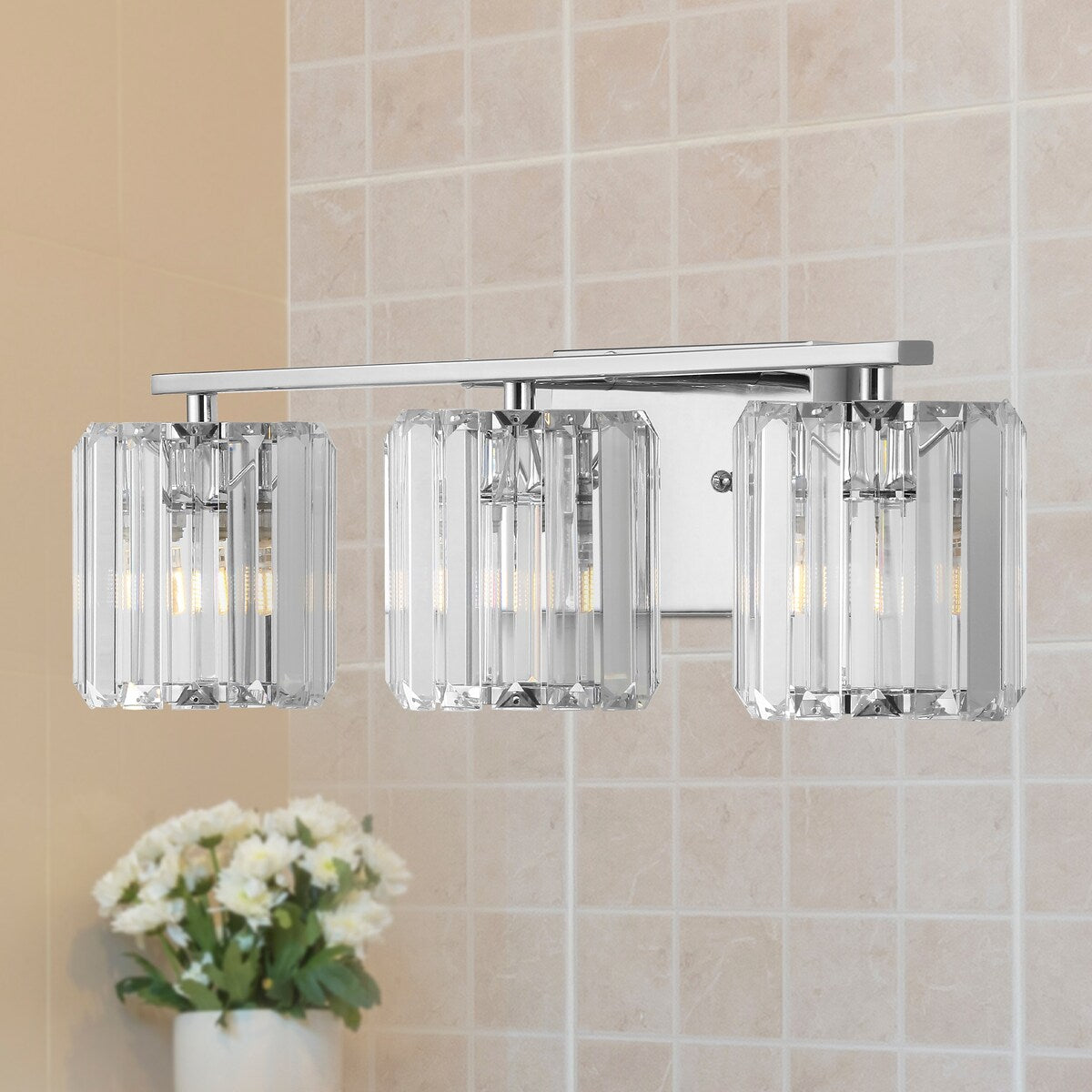 Spaulding Prism Vintage Metal/Glass Classic Glam LED Vanity Light, by JONATHAN Y