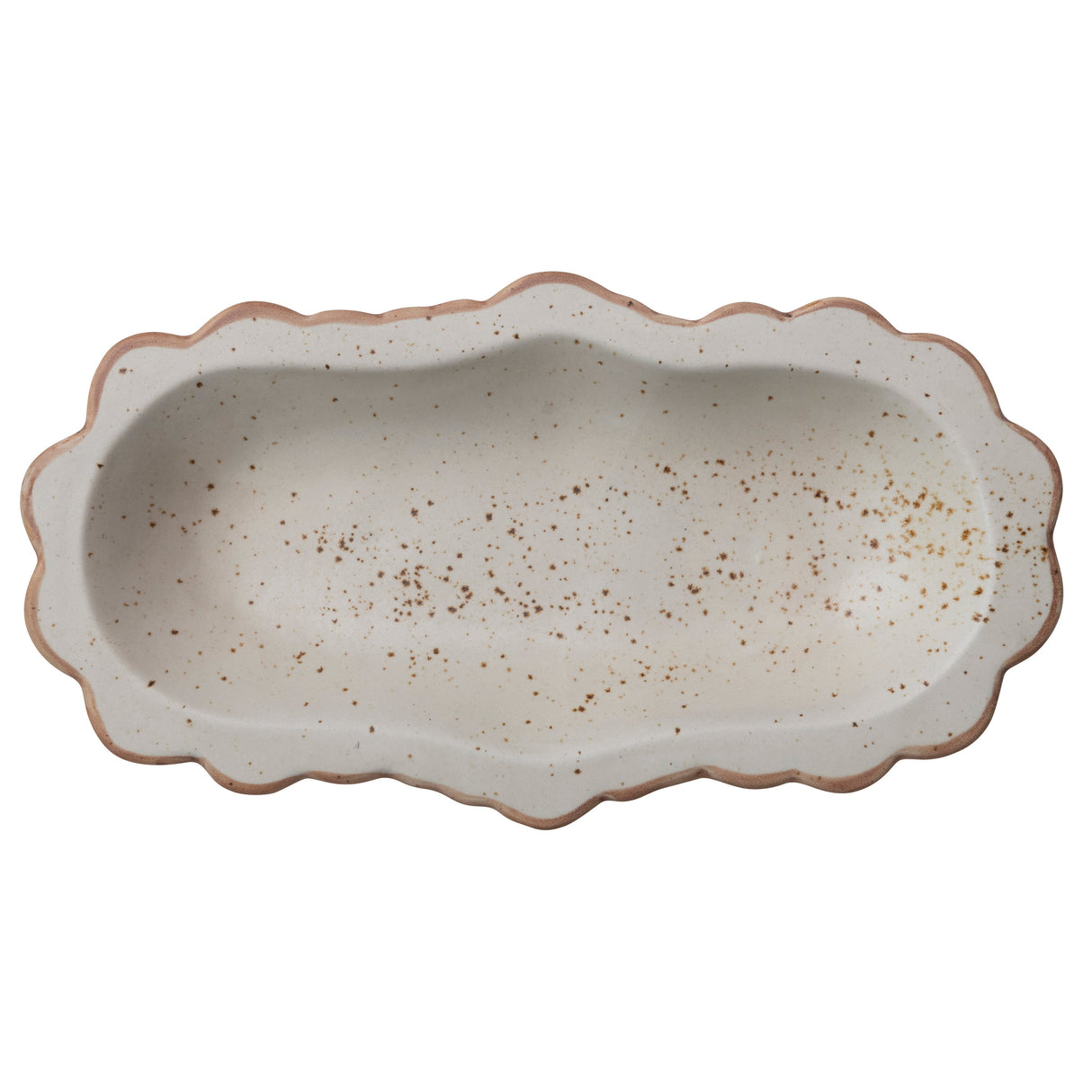 Speckled Stoneware Platter with Scalloped Edge - 18.0"L x 10.0"W x 2.0"H
