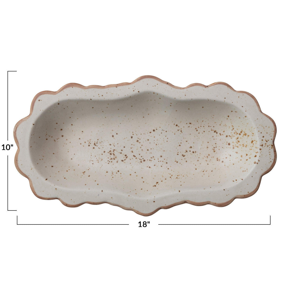 Speckled Stoneware Platter with Scalloped Edge - 18.0"L x 10.0"W x 2.0"H