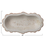Speckled Stoneware Platter with Scalloped Edge - 18.0"L x 10.0"W x 2.0"H