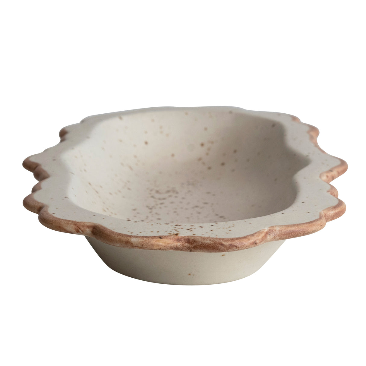 Speckled Stoneware Platter with Scalloped Edge - 18.0"L x 10.0"W x 2.0"H