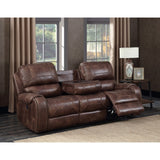 Spencer Buckskin Brown Power Reclining Sofa and Two Recliner Chairs with Nailhead Trim Set
