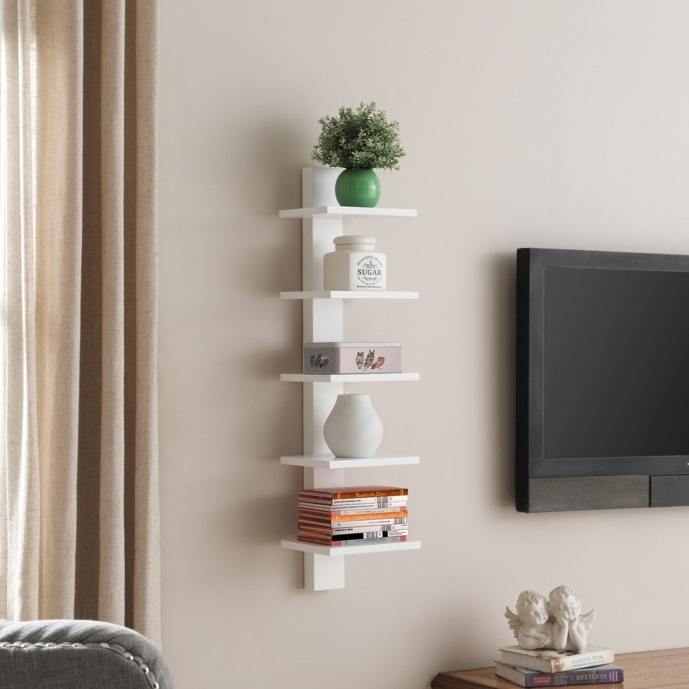 Spine Wall White Book Shelves