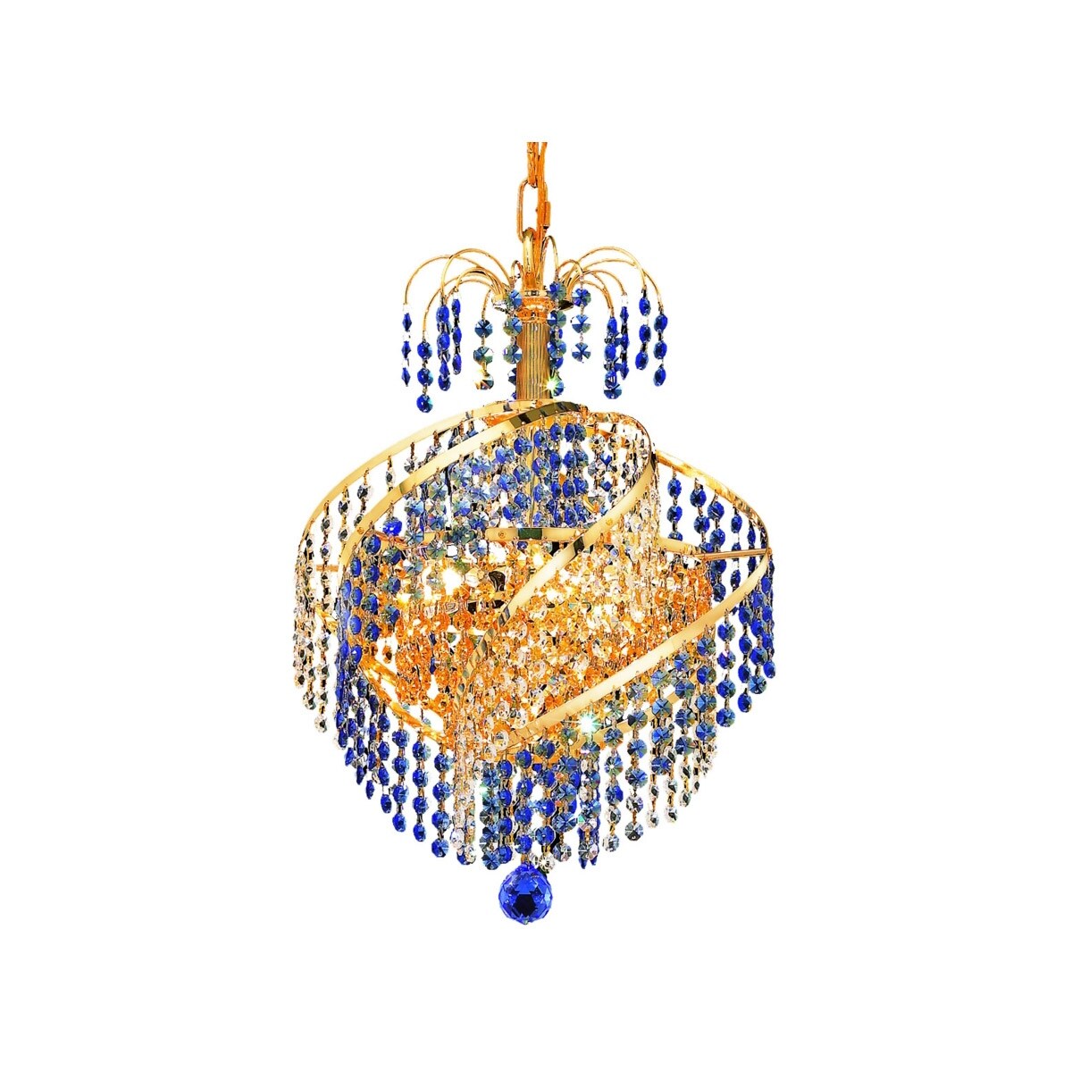Spiral 3 light Gold Pendant clear Royal Cut Crystal - One Size