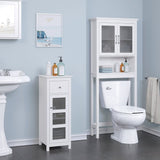 Spirich Home Bathroom Shelf Over The Toilet, Bathroom Cabinet Organizer with Moru Tempered Glass Door