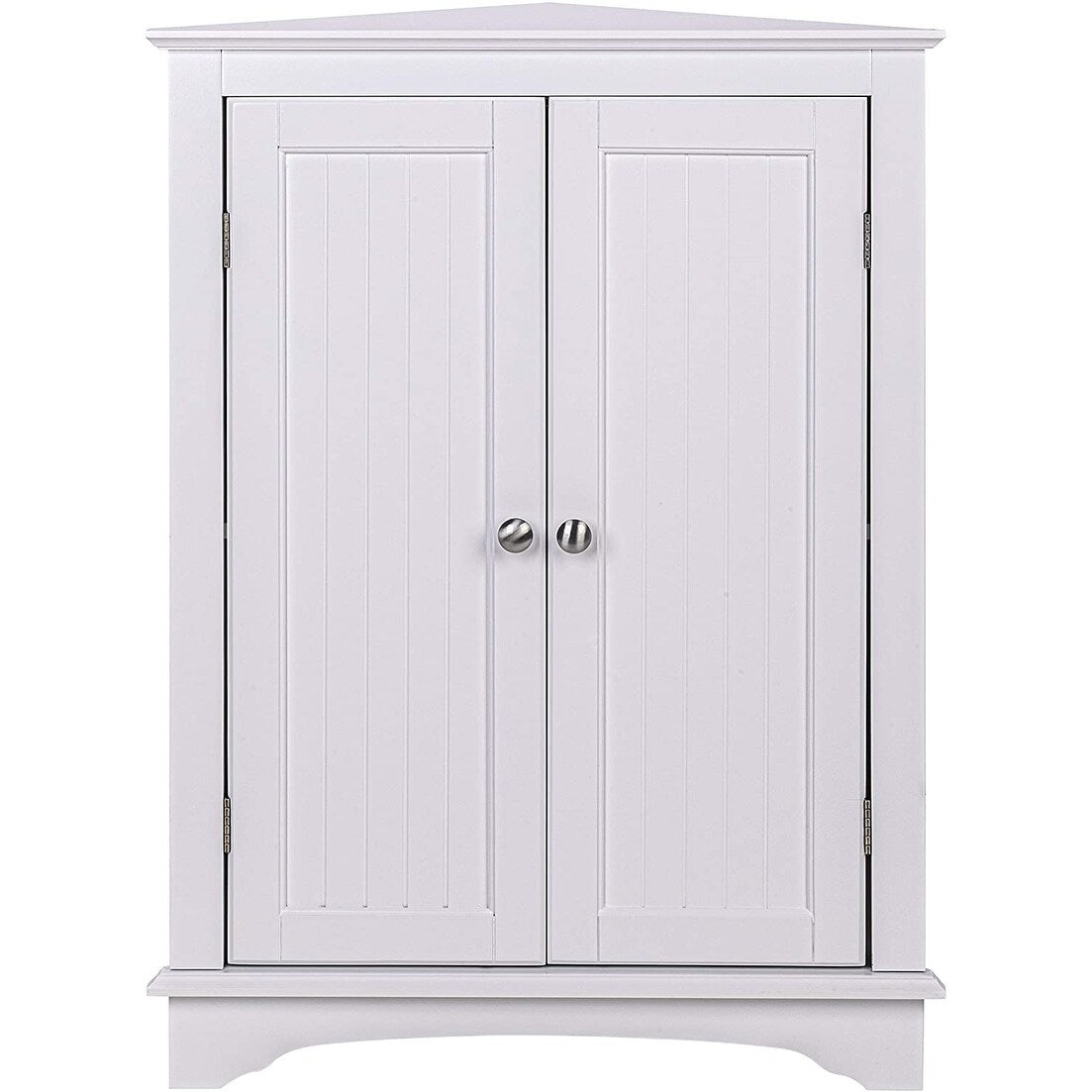 Spirich Home Floor Corner Cabinet with Two Doors and Shelves, Free-Standing Corner Storage Cabinets,White