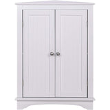 Spirich Home Floor Corner Cabinet with Two Doors and Shelves, Free-Standing Corner Storage Cabinets,White