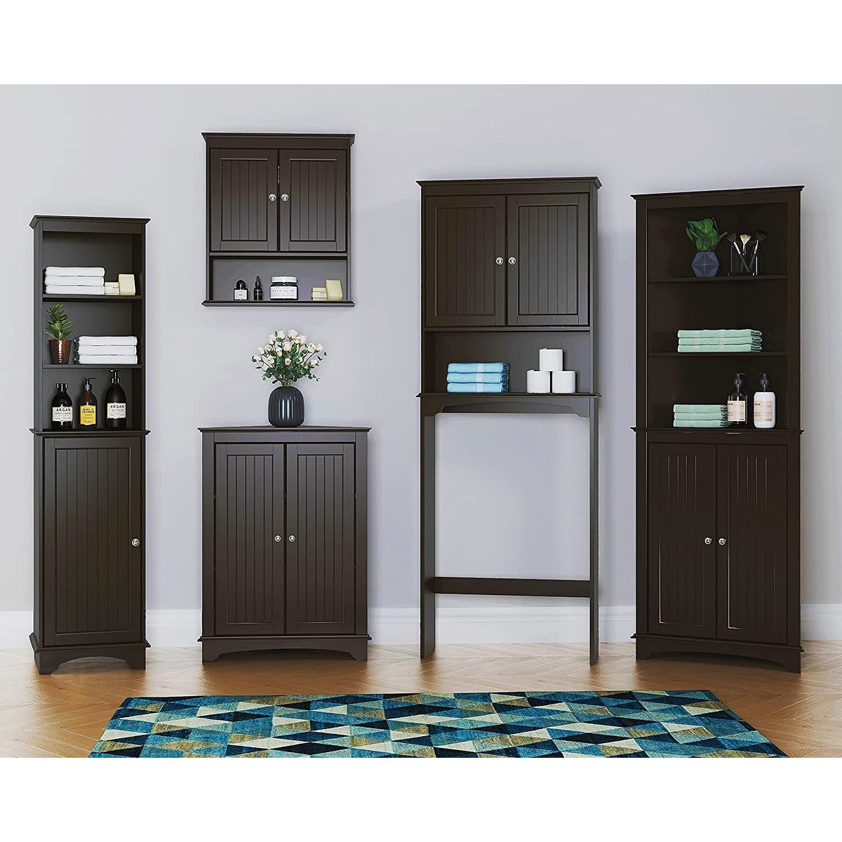 Spirich Home Floor Corner Cabinet with Two Doors and Shelves, Free-Standing Corner Storage Cabinets,White