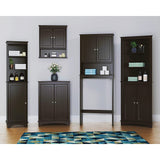 Spirich Home Floor Corner Cabinet with Two Doors and Shelves, Free-Standing Corner Storage Cabinets,White